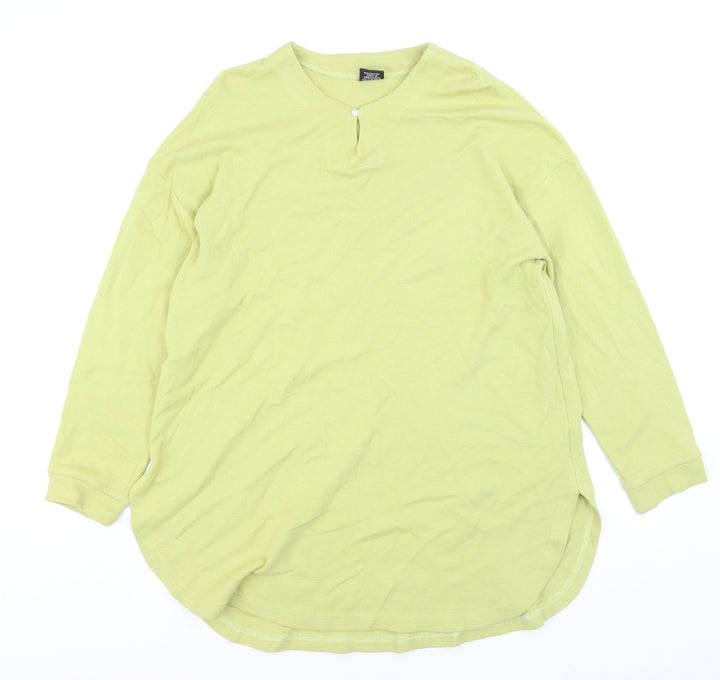 Ladybird Women's Green 2XL Waffle-Knit Cotton Henley Jumper