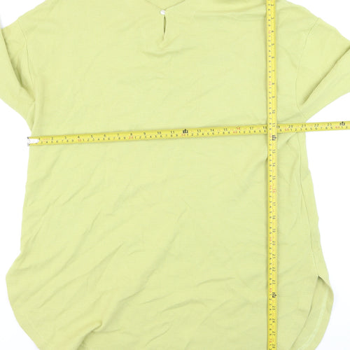 Ladybird Women's Green 2XL Waffle-Knit Cotton Henley Jumper
