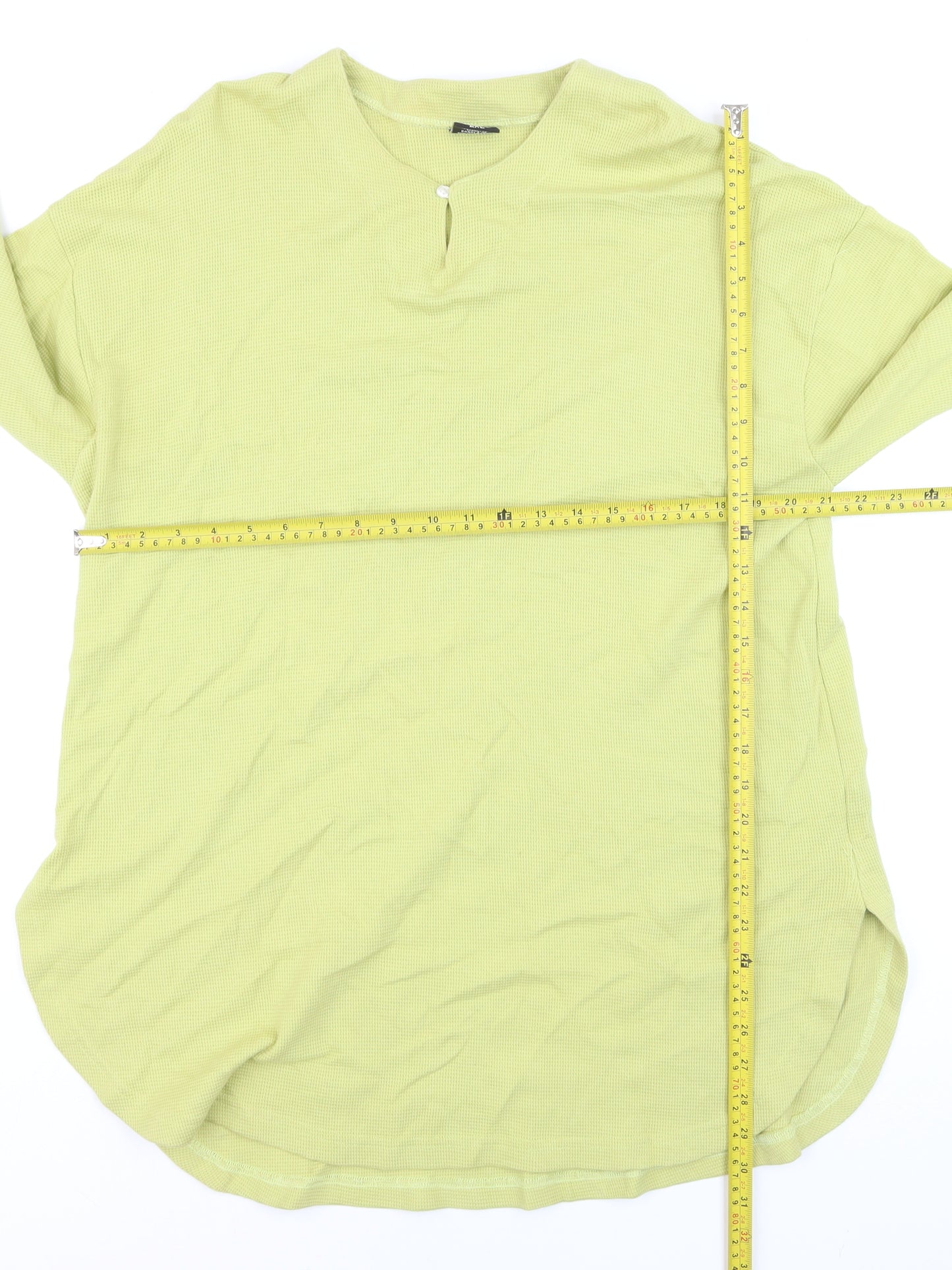 Ladybird Women's Green 2XL Waffle-Knit Cotton Henley Jumper