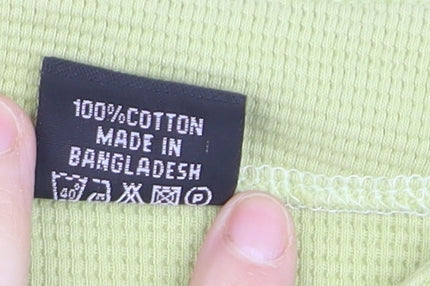 Ladybird Women's Green 2XL Waffle-Knit Cotton Henley Jumper