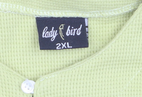 Ladybird Women's Green 2XL Waffle-Knit Cotton Henley Jumper