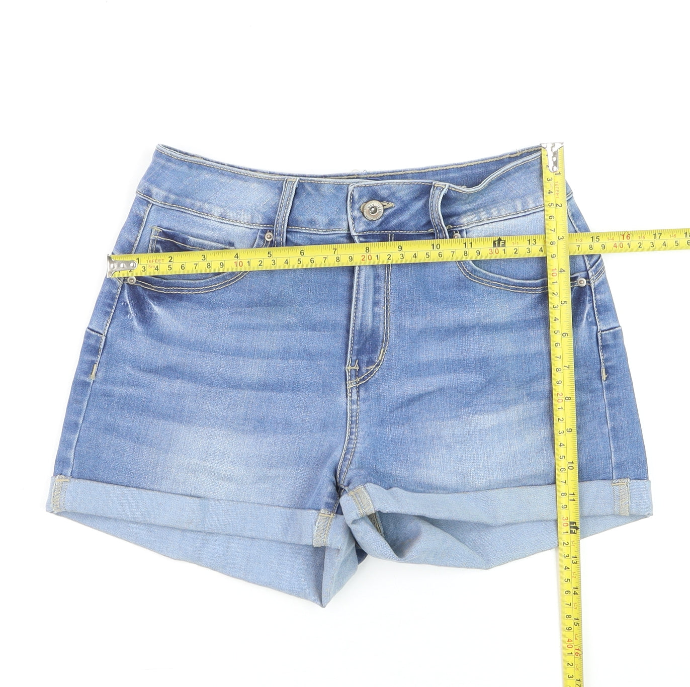 Wax Jean Women's Light Blue Denim Shorts Size S Cuffed 5-Pocket