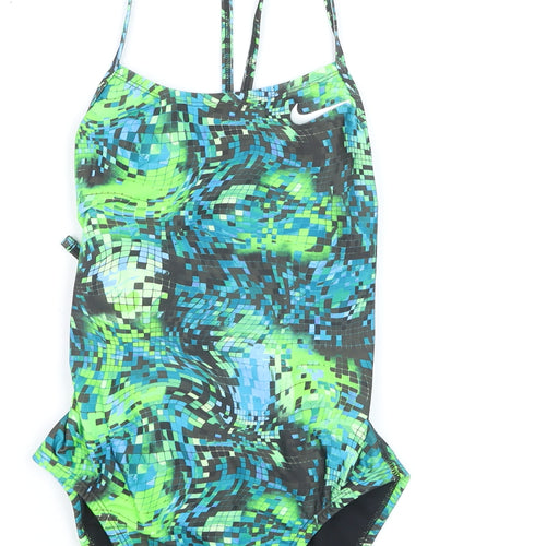 Nike Women's Multicoloured One Piece Swimsuit Size 10 Athletic Fit