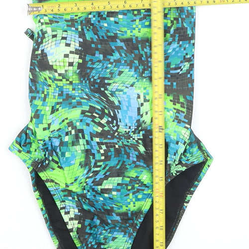 Nike Women's Multicoloured One Piece Swimsuit Size 10 Athletic Fit