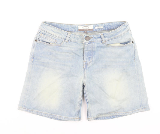 FatFace Women Blue Denim Shorts Size 10 Bermuda Casual Summer