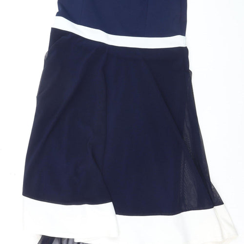 Quiz Womens Blue Off Shoulder Hi-Low Fit & Flare Dress Size 18