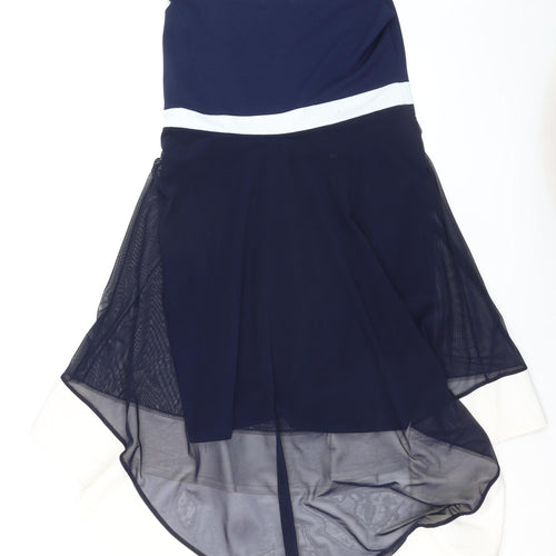 Quiz Womens Blue Off Shoulder Hi-Low Fit & Flare Dress Size 18