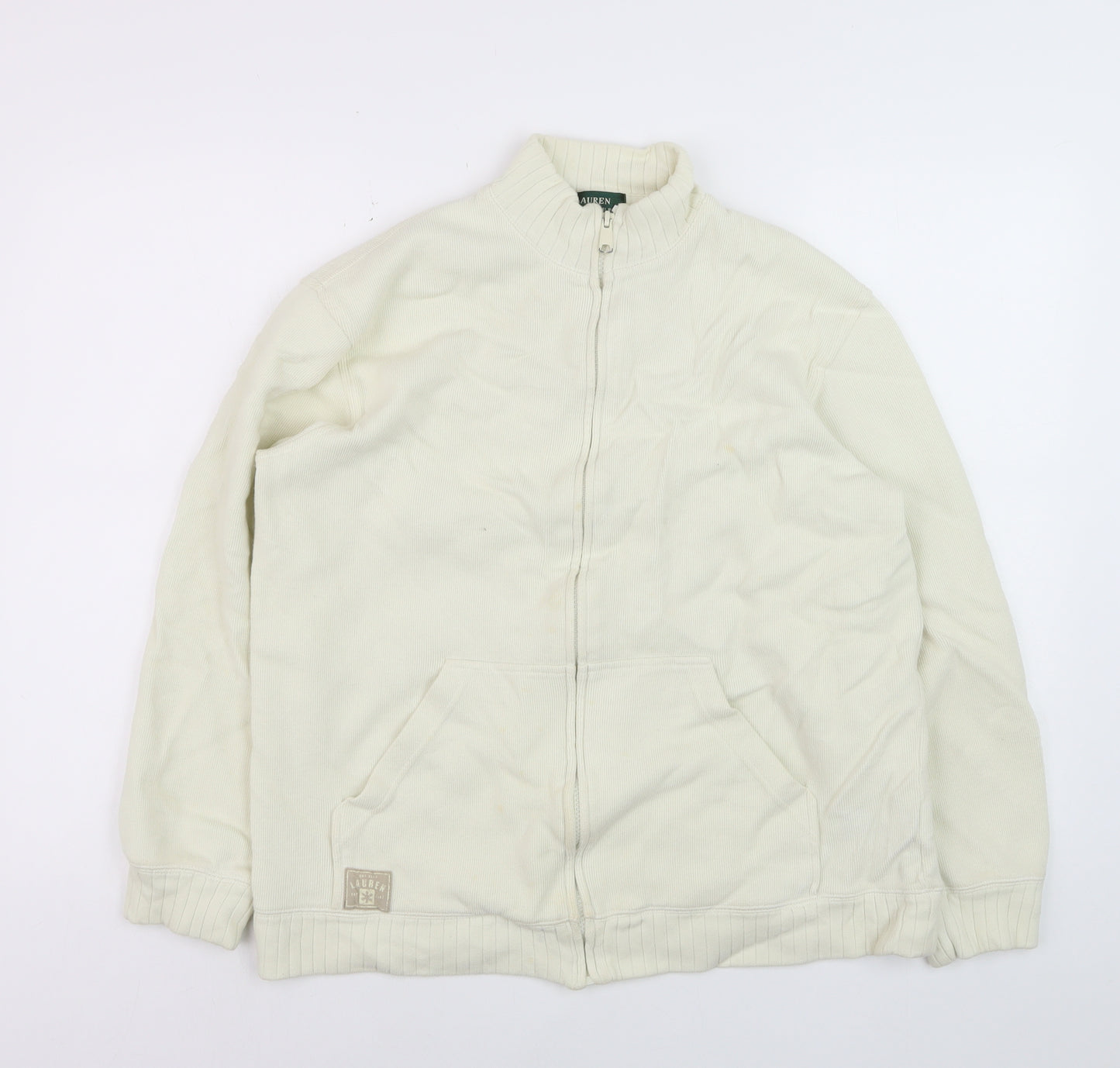Ralph Lauren Men's Ivory Cotton Full Zip Basic Jacket Size L