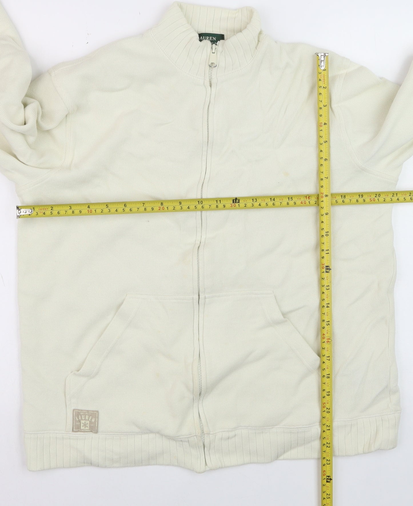 Ralph Lauren Men's Ivory Cotton Full Zip Basic Jacket Size L