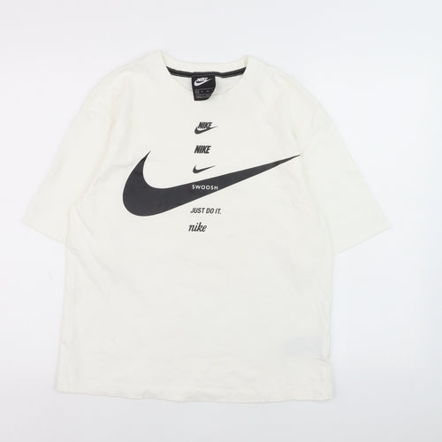 Nike Womens White XS Relaxed Fit Cotton Logo T-Shirt