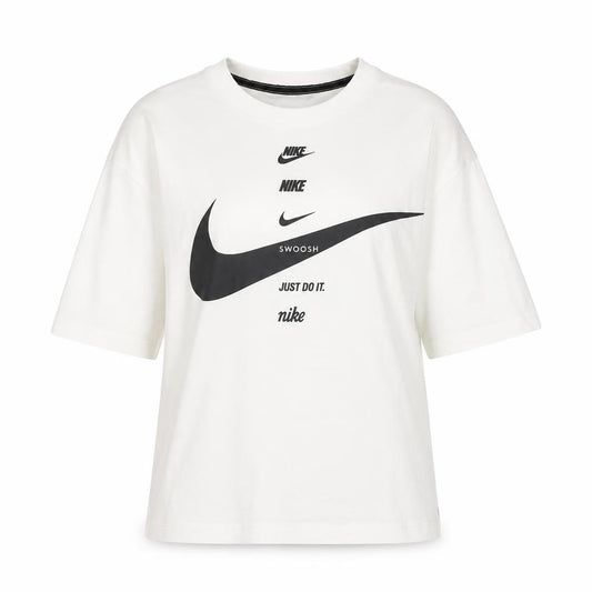 Nike Womens White XS Relaxed Fit Cotton Logo T-Shirt
