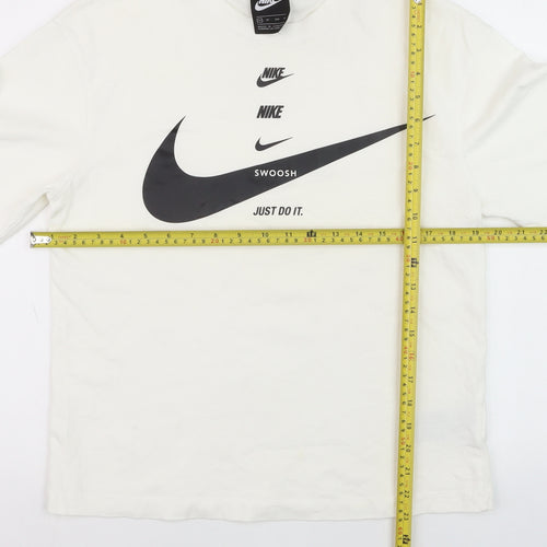 Nike Womens White XS Relaxed Fit Cotton Logo T-Shirt