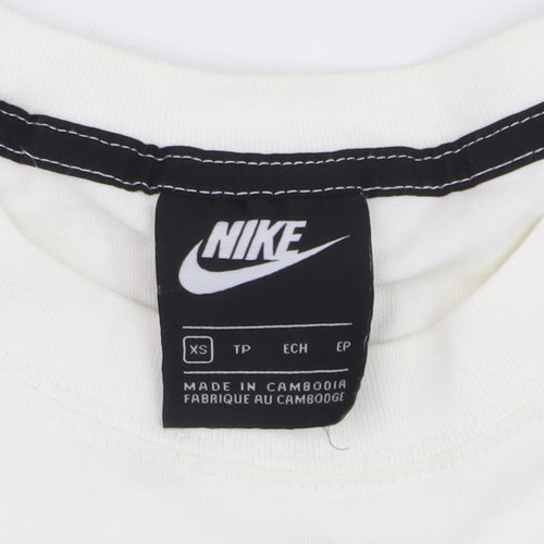Nike Womens White XS Relaxed Fit Cotton Logo T-Shirt