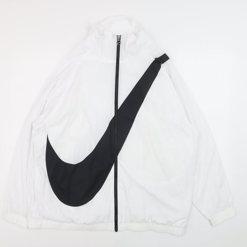 Nike Men's White Windbreaker Jacket M Lightweight Sportswear