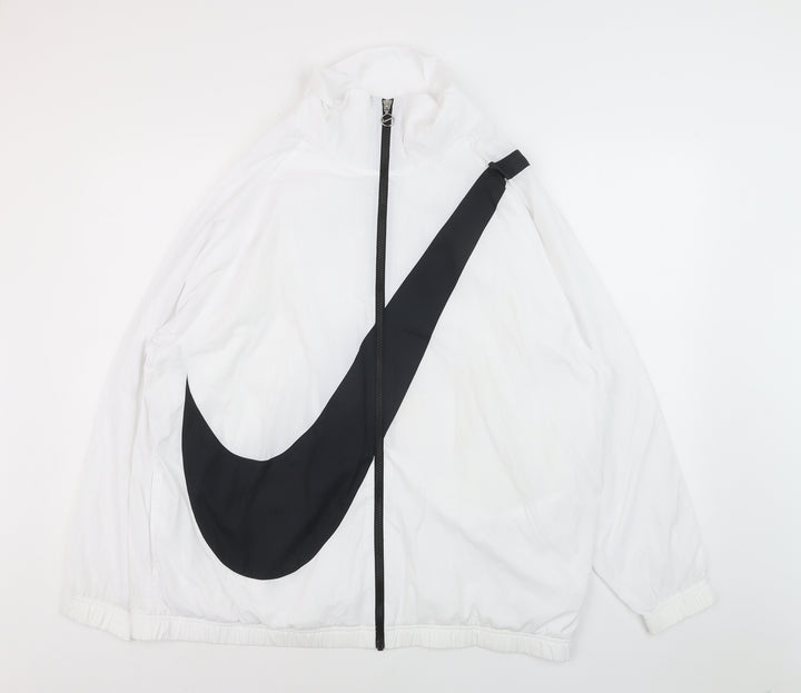 Nike Men's White Windbreaker Jacket M Lightweight Sportswear
