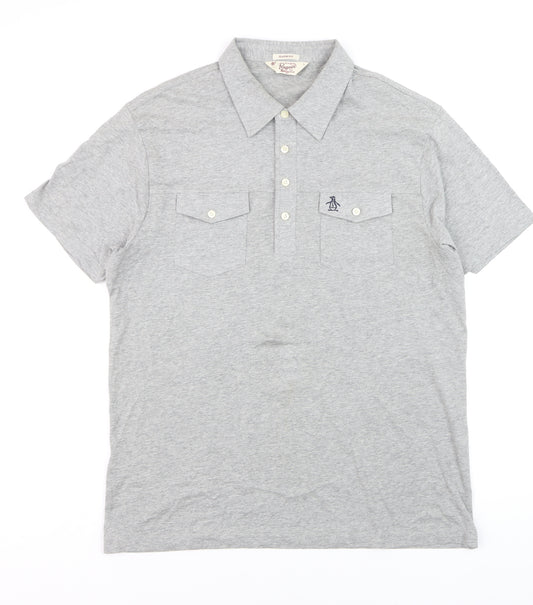 Original Penguin Men’s Grey Classic Fit Polo Shirt Size L
