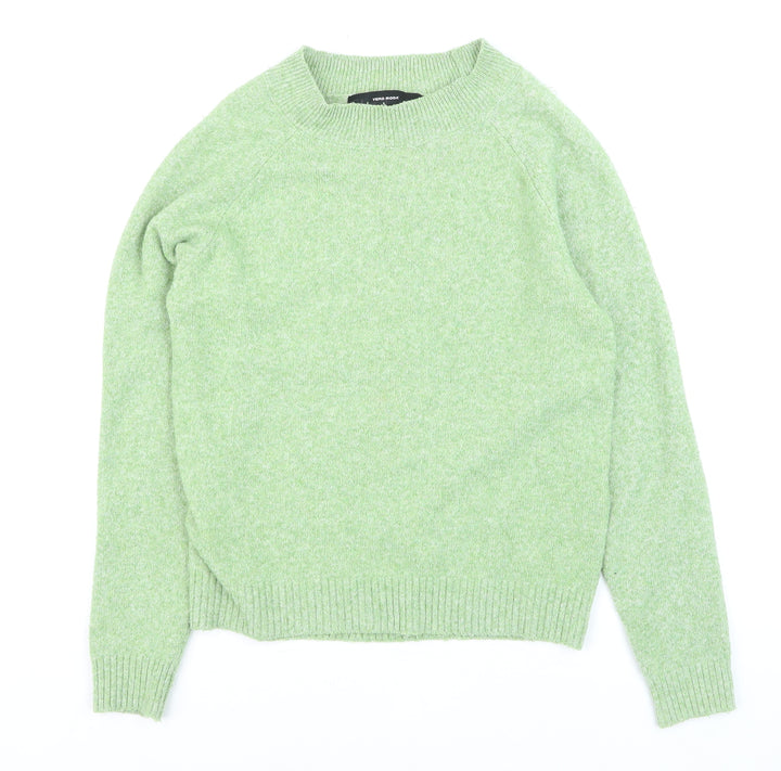Vero Moda Women Green XS Crew Neck Long Sleeve Knit Jumper