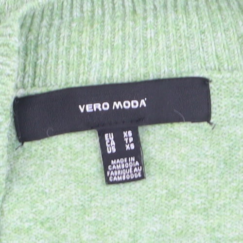 Vero Moda Women Green XS Crew Neck Long Sleeve Knit Jumper