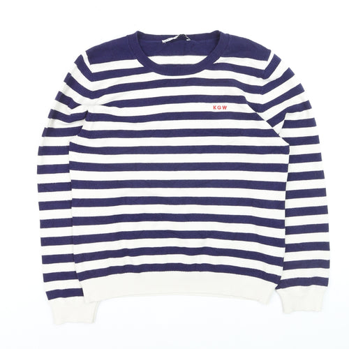 Kelly & Grace Women’s Navy Stripe Pullover Jumper XL Viscose Blend