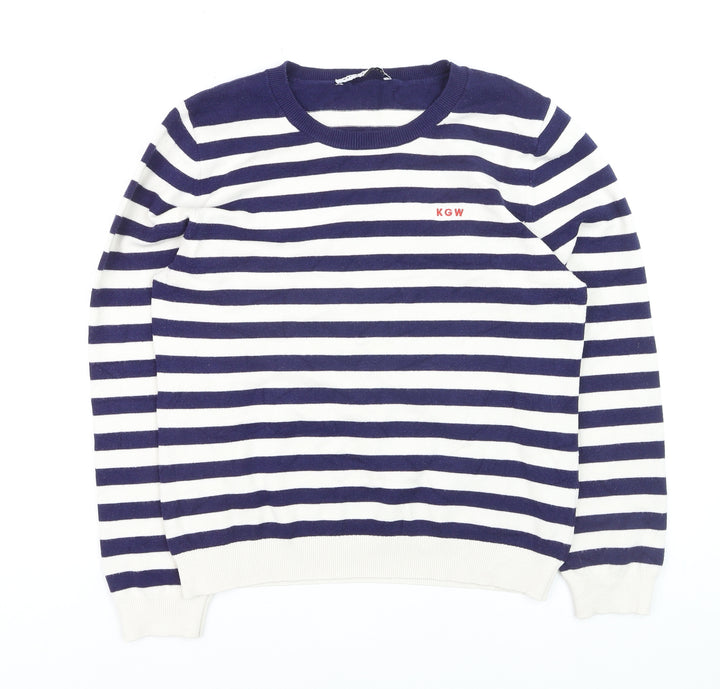 Kelly & Grace Women’s Navy Stripe Pullover Jumper XL Viscose Blend