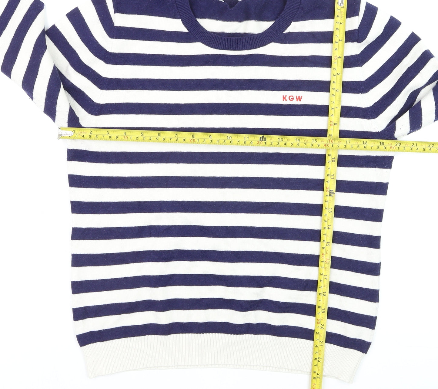 Kelly & Grace Women’s Navy Stripe Pullover Jumper XL Viscose Blend