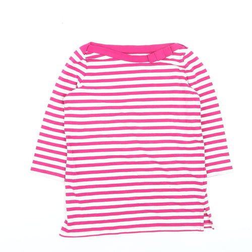 Kate Spade Women’s Pink Striped 3/4 Sleeve Boat Neck Cotton Top Size S