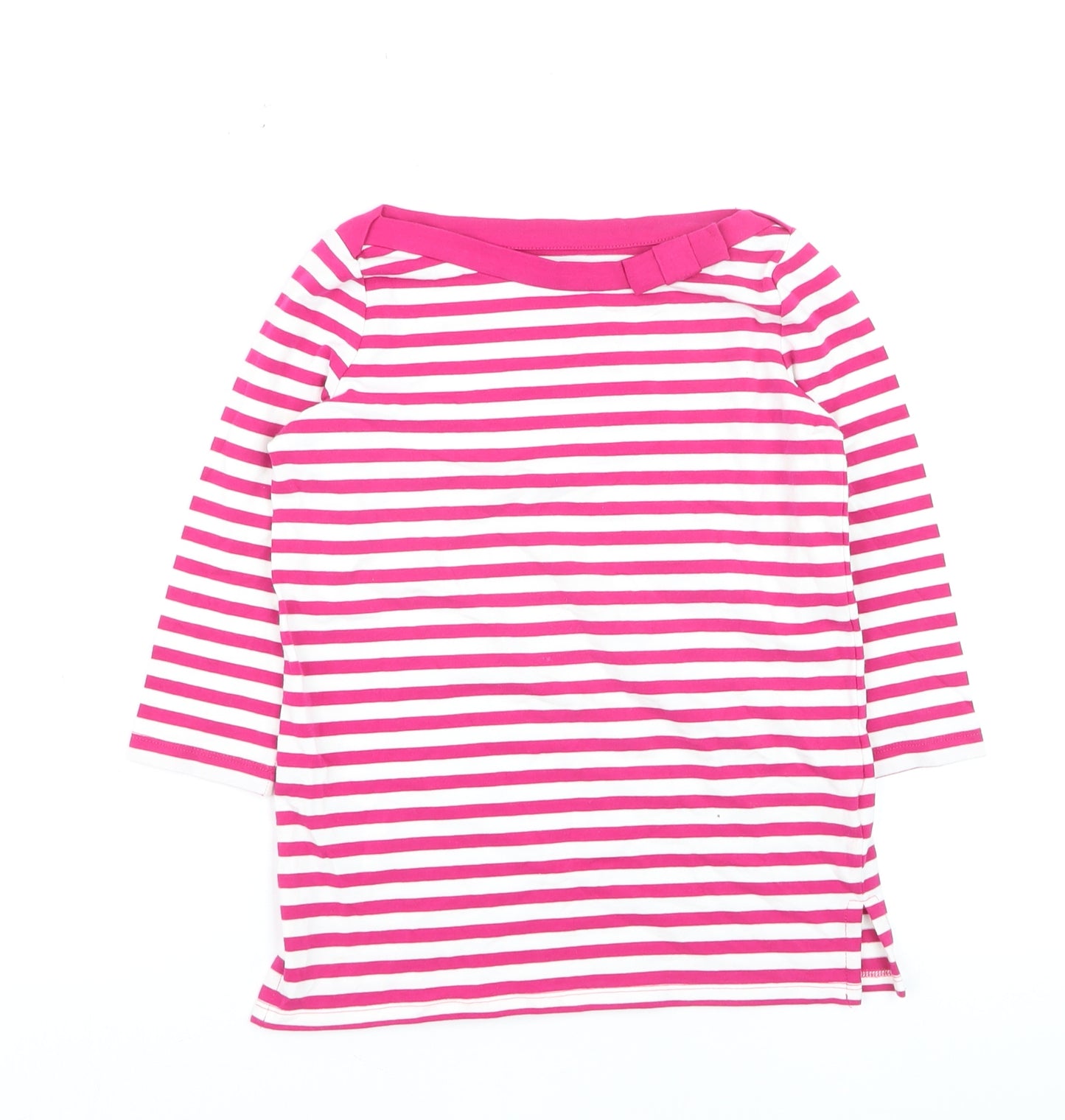 Kate Spade Women’s Pink Striped 3/4 Sleeve Boat Neck Cotton Top Size S
