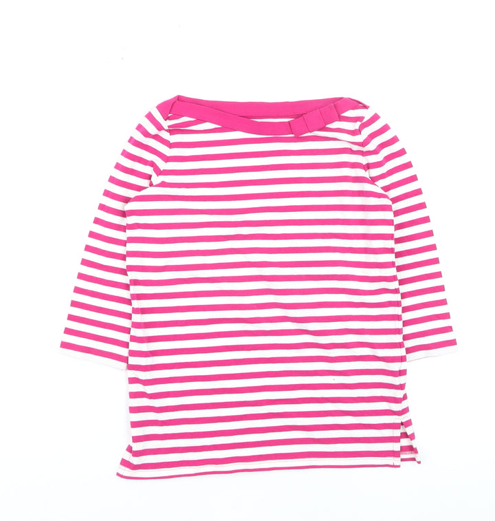 Kate Spade Women’s Pink Striped 3/4 Sleeve Boat Neck Cotton Top Size S