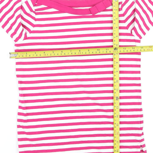 Kate Spade Women’s Pink Striped 3/4 Sleeve Boat Neck Cotton Top Size S