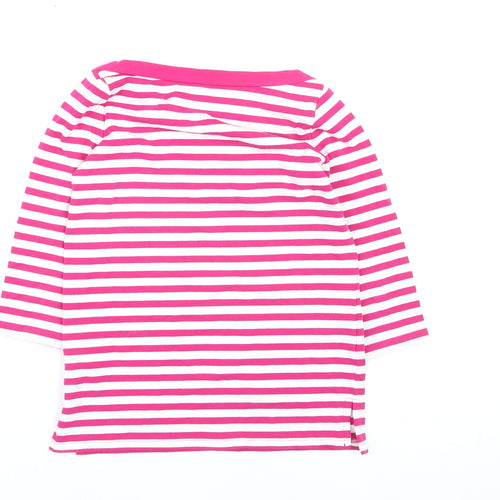Kate Spade Women’s Pink Striped 3/4 Sleeve Boat Neck Cotton Top Size S