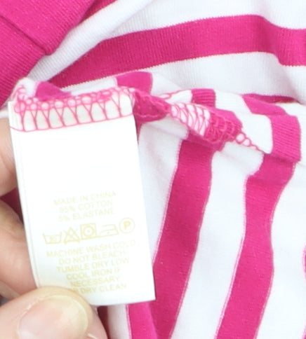 Kate Spade Women’s Pink Striped 3/4 Sleeve Boat Neck Cotton Top Size S