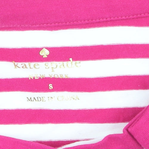 Kate Spade Women’s Pink Striped 3/4 Sleeve Boat Neck Cotton Top Size S
