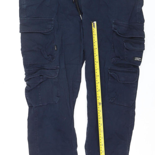 Tokyo Laundry Men's Blue Cargo Trousers XL W36 Elastic Waist