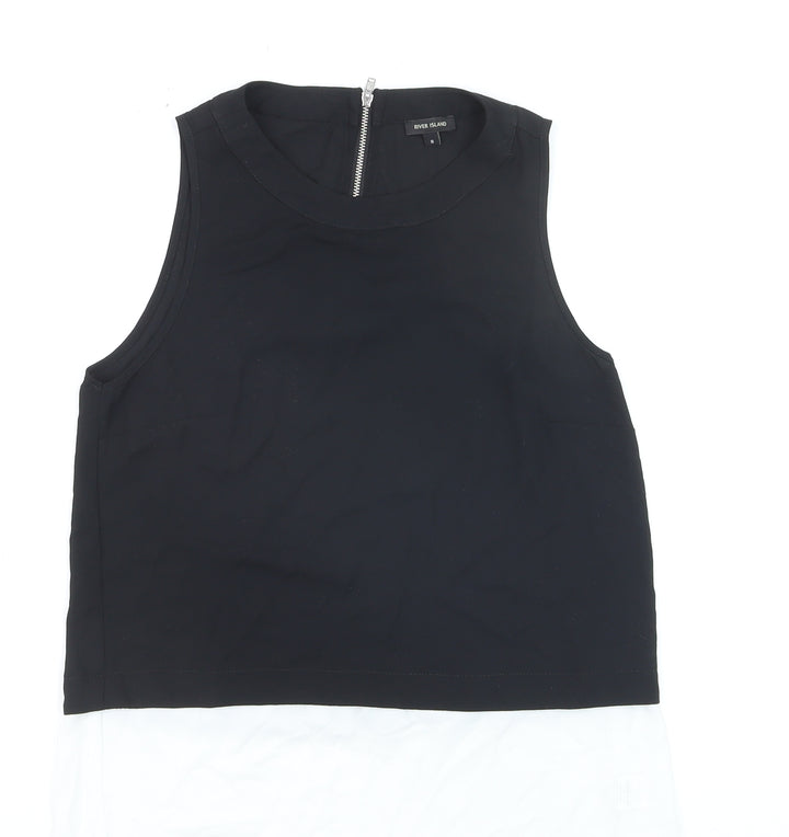 River Island Women’s Black Colourblock Sleeveless Blouse Size 8