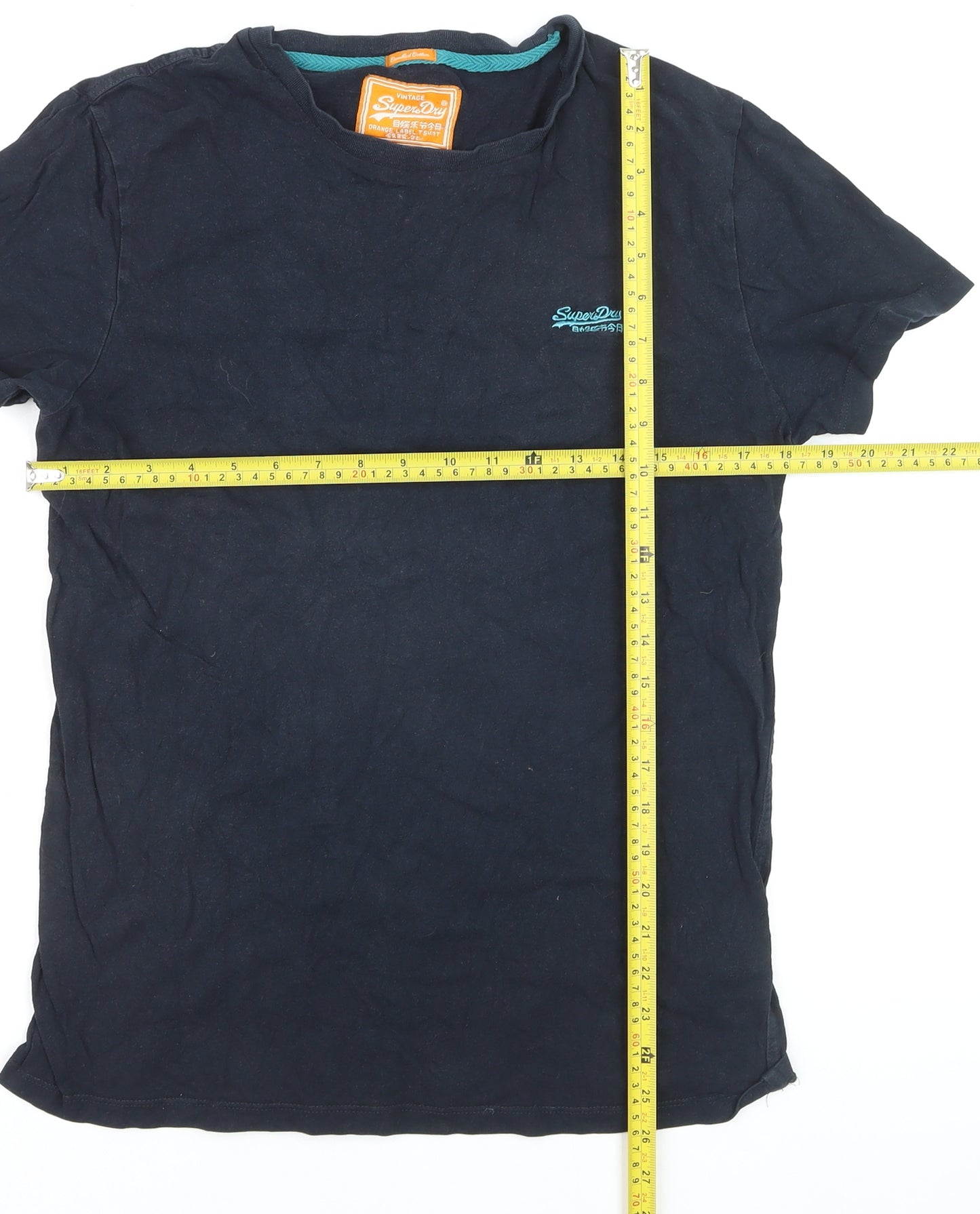 Superdry Men's Navy Blue Cotton Crew Neck Short Sleeve T-Shirt Medium
