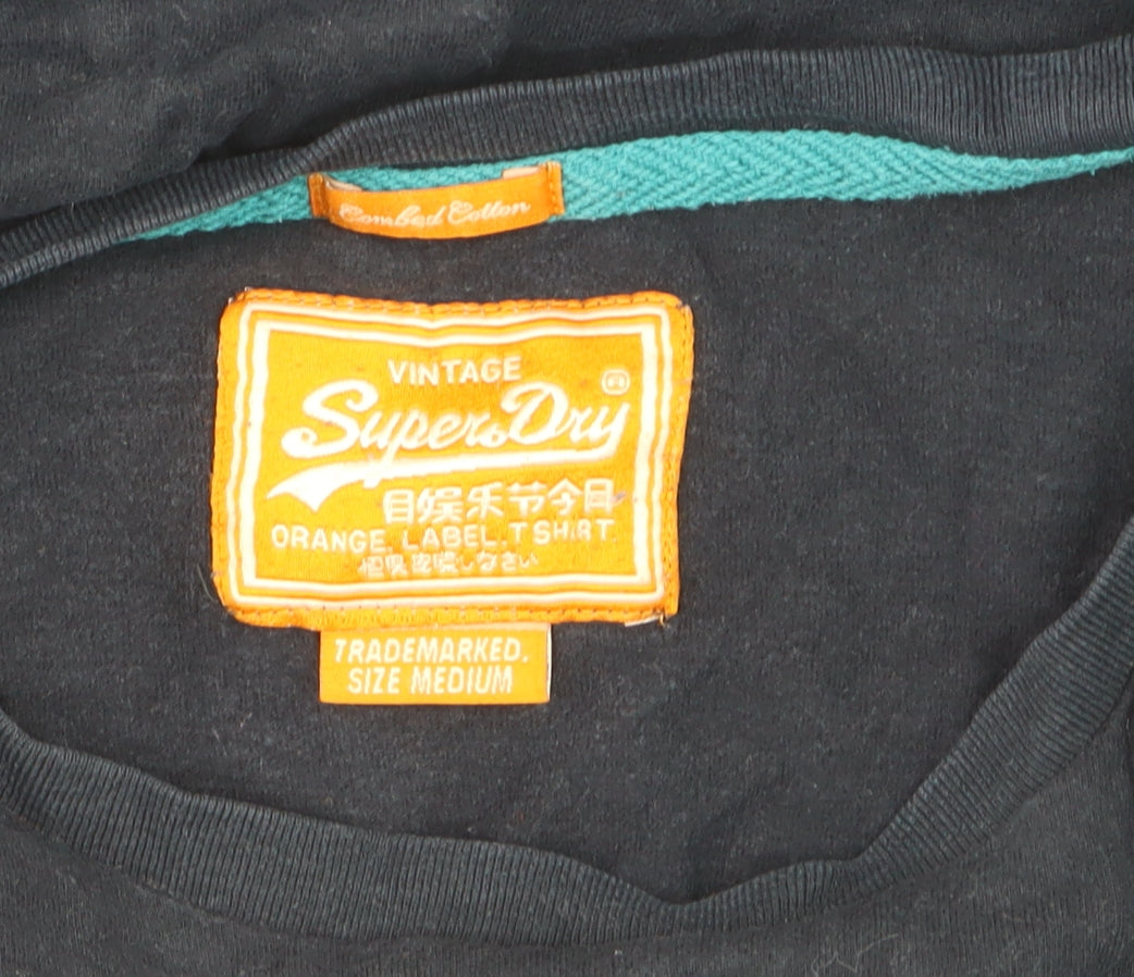Superdry Men's Navy Blue Cotton Crew Neck Short Sleeve T-Shirt Medium