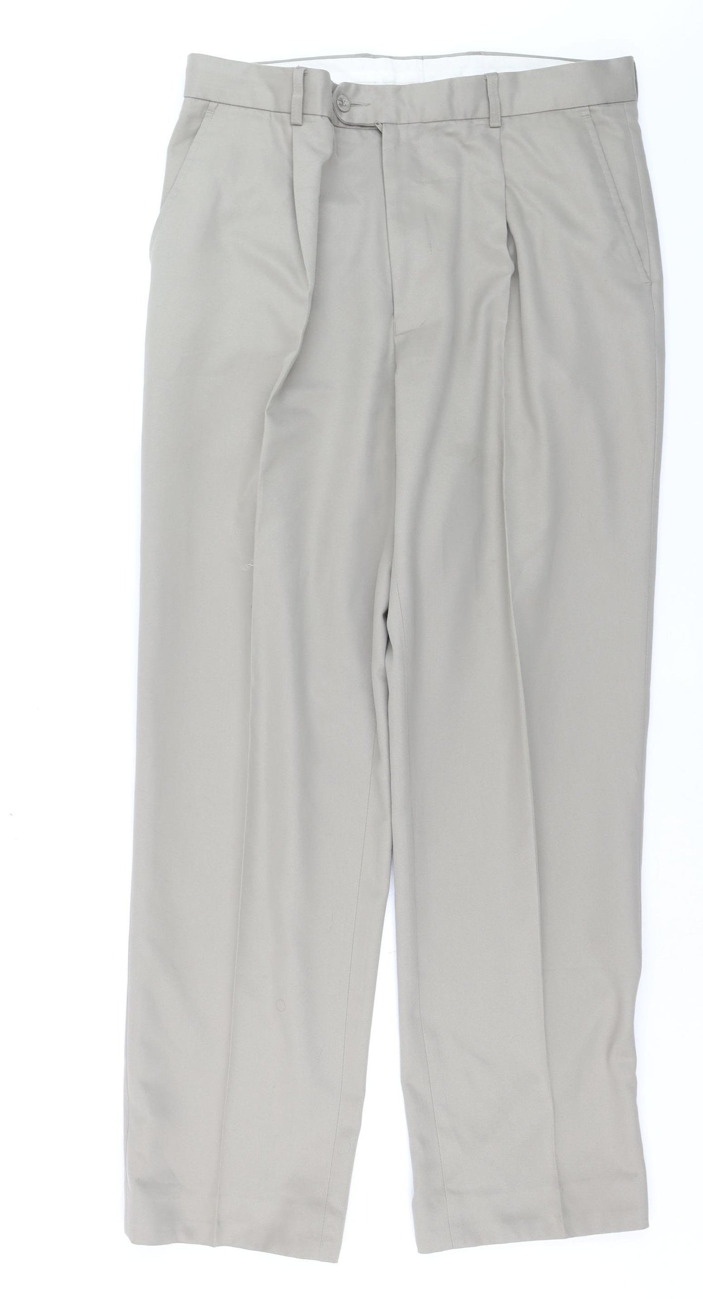 Cedarwood State Men's Beige 34W 31L Pleated Dress Trousers