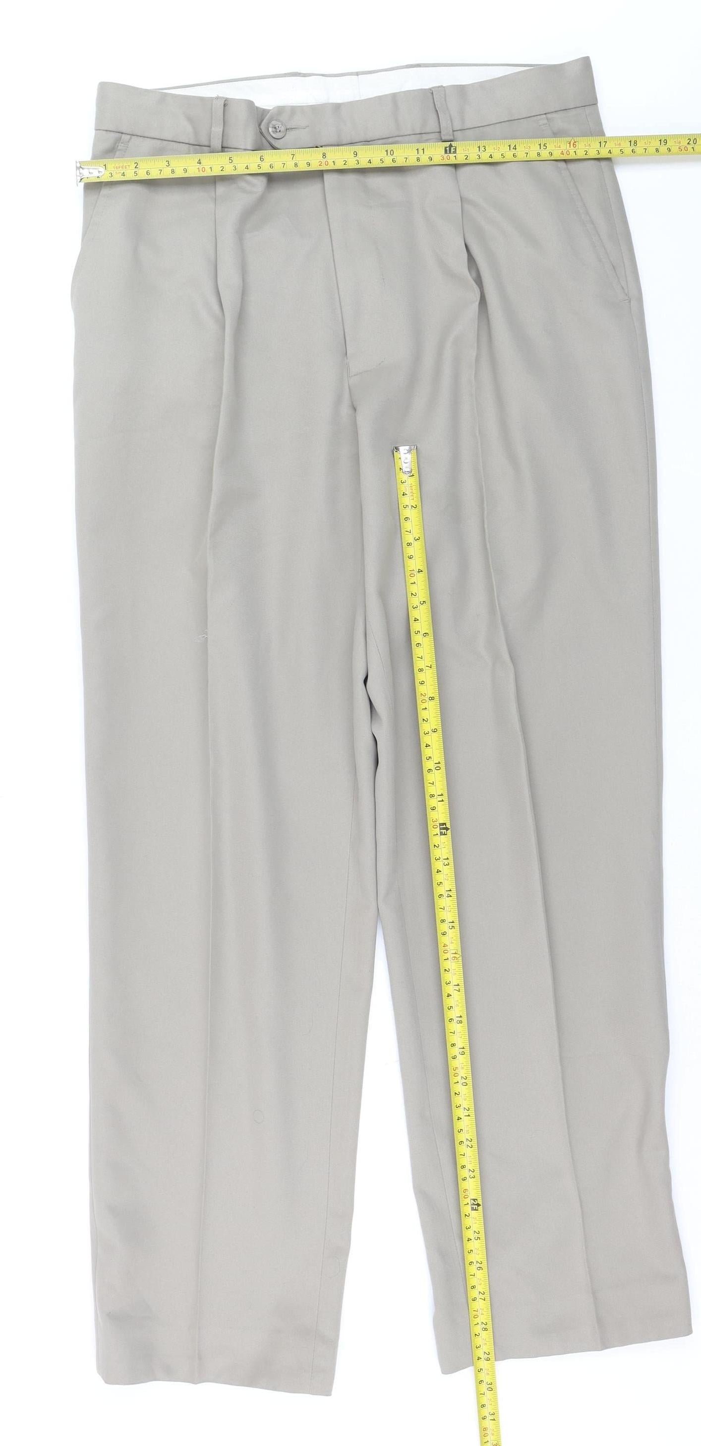 Cedarwood State Men's Beige 34W 31L Pleated Dress Trousers