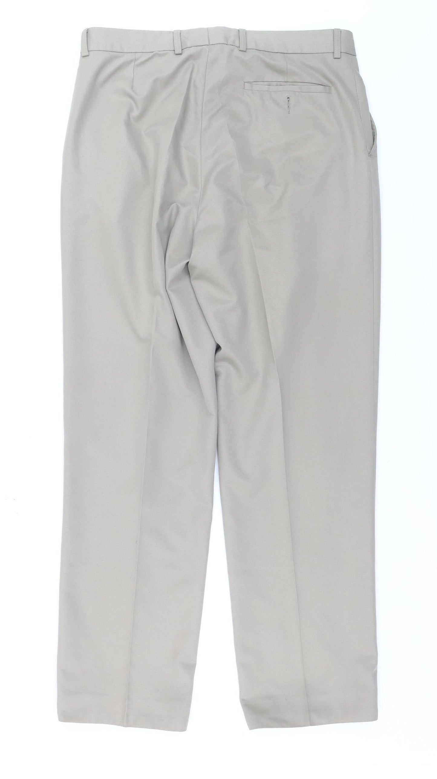 Cedarwood State Men's Beige 34W 31L Pleated Dress Trousers