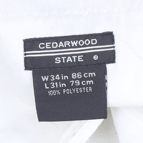 Cedarwood State Men's Beige 34W 31L Pleated Dress Trousers