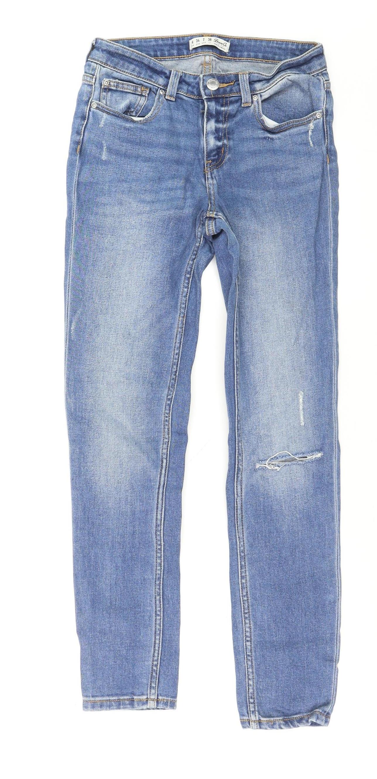 Denim Co. Womens Blue Size 6 Skinny Distressed Stretch Jeans
