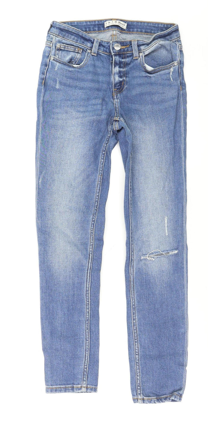 Denim Co. Womens Blue Size 6 Skinny Distressed Stretch Jeans