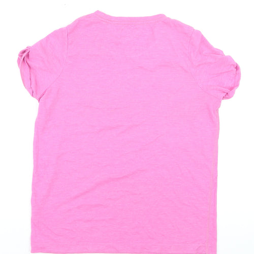 Jack Wills Womens Pink Cotton Crew Neck Logo T-Shirt UK 8