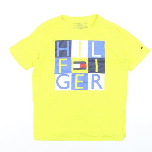 Tommy Hilfiger Boys Yellow Graphic Logo Cotton T-Shirt Size 16 Years