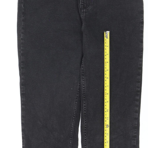 F&F Women's Black Straight Leg Jeans UK 12 High Rise Denim