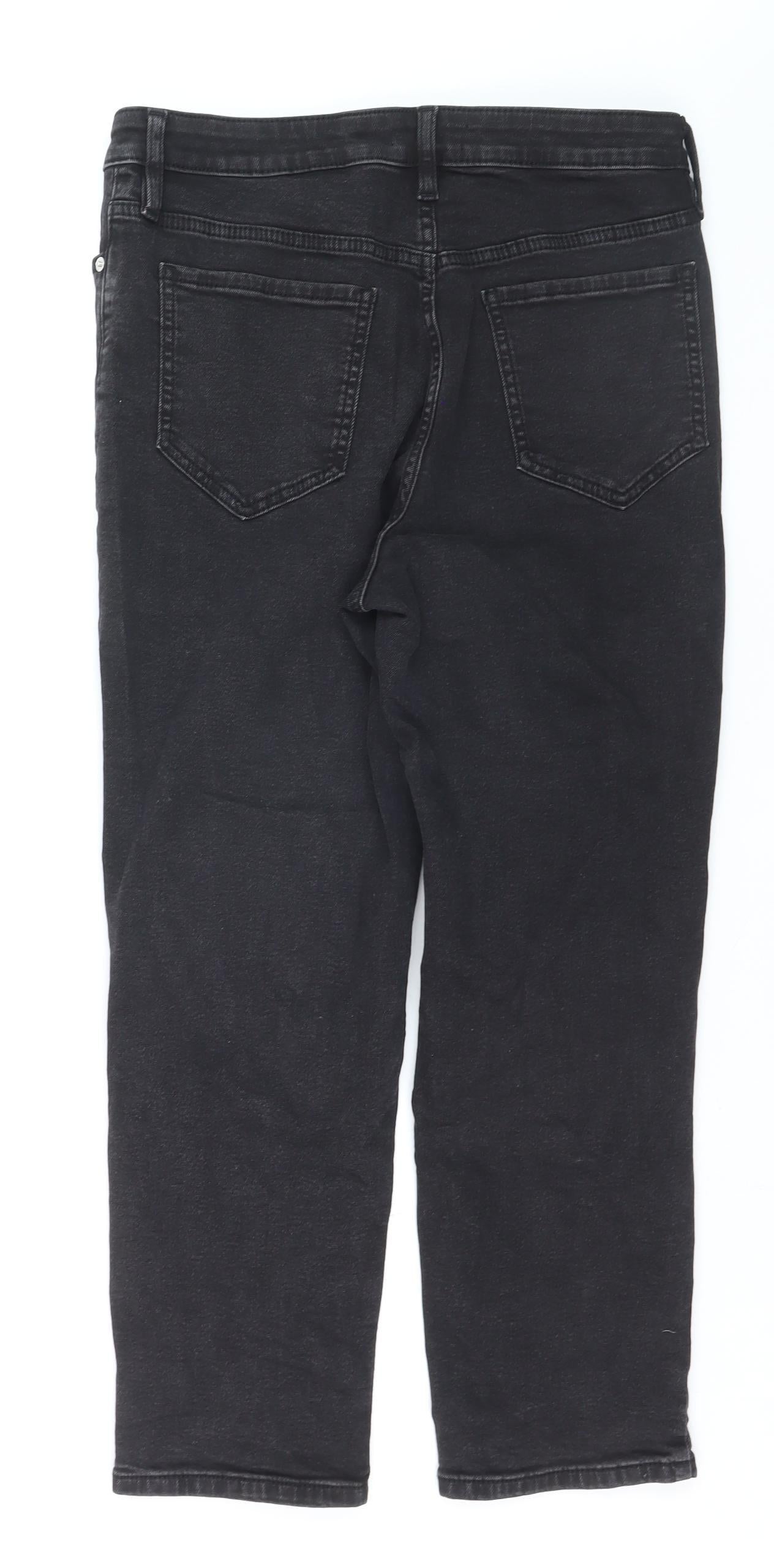 F&F Women's Black Straight Leg Jeans UK 12 High Rise Denim