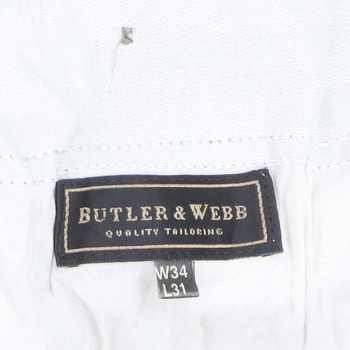 Butler & Webb Men's Grey Cotton Dress Pants W34 L31