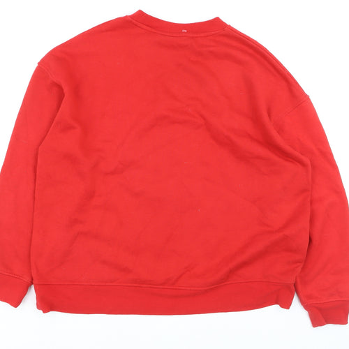 Disney Women Red Minnie Mouse Sweatshirt UK 12 M Crew Neck Pullover