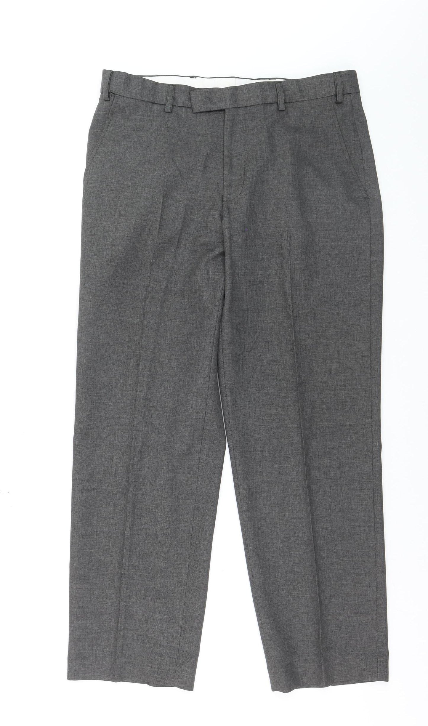 St. Bernard Men's Grey Regular Fit Dress Trousers 32W 29L
