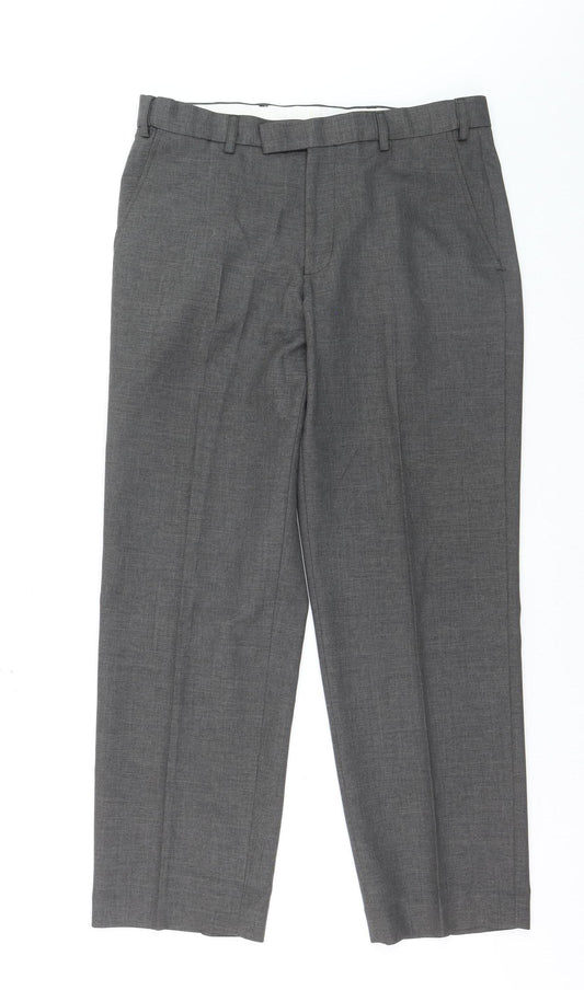 St. Bernard Men's Grey Regular Fit Dress Trousers 32W 29L
